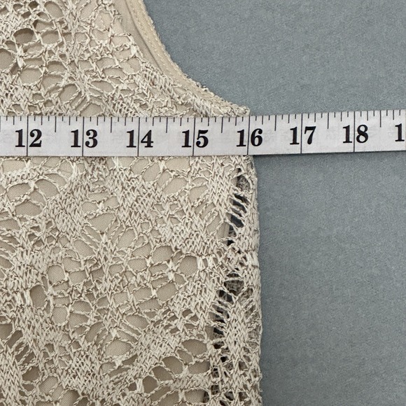 London Times Women Dress 6 Beige Crochet Lace Sheer Lined Maxi Boho Beach Hippie - Picture 7 of 13